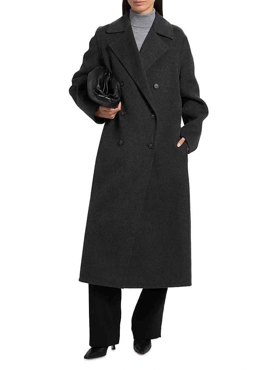 Vince Women's Wool-Blend Double-Breasted Longline Coat | Thumbnail 3