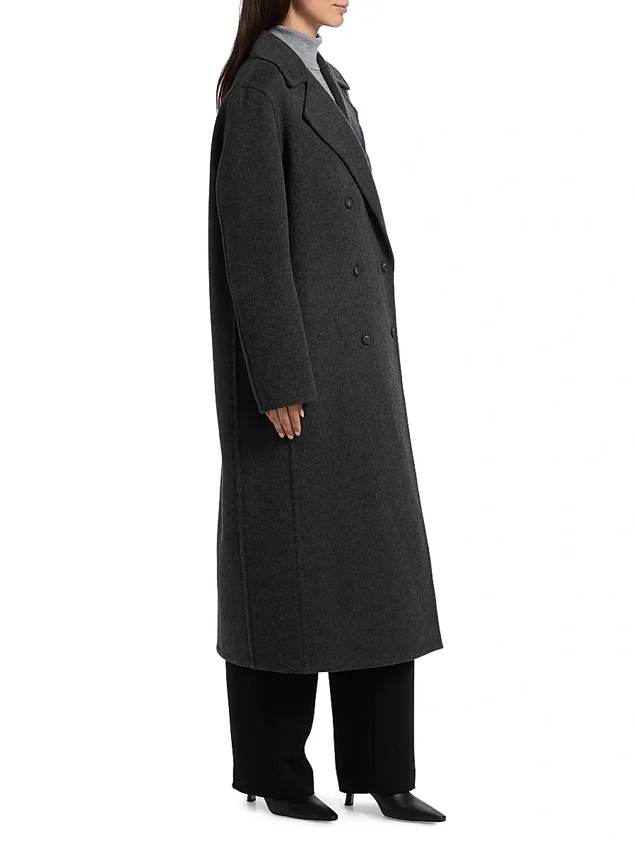 Vince Women's Wool-Blend Double-Breasted Longline Coat | Thumbnail 4