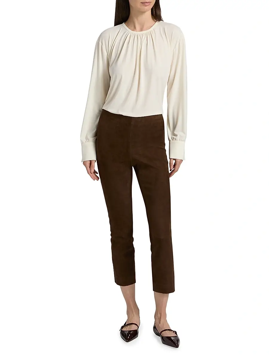 Vince Women's Gathered Crewneck Blouse | Thumbnail 2 Vince Women's Gathered Crewneck Blouse | Thumbnail 2