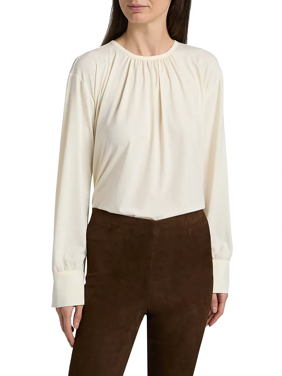 Vince Women's Gathered Crewneck Blouse | Thumbnail 3 Vince Women's Gathered Crewneck Blouse | Thumbnail 3