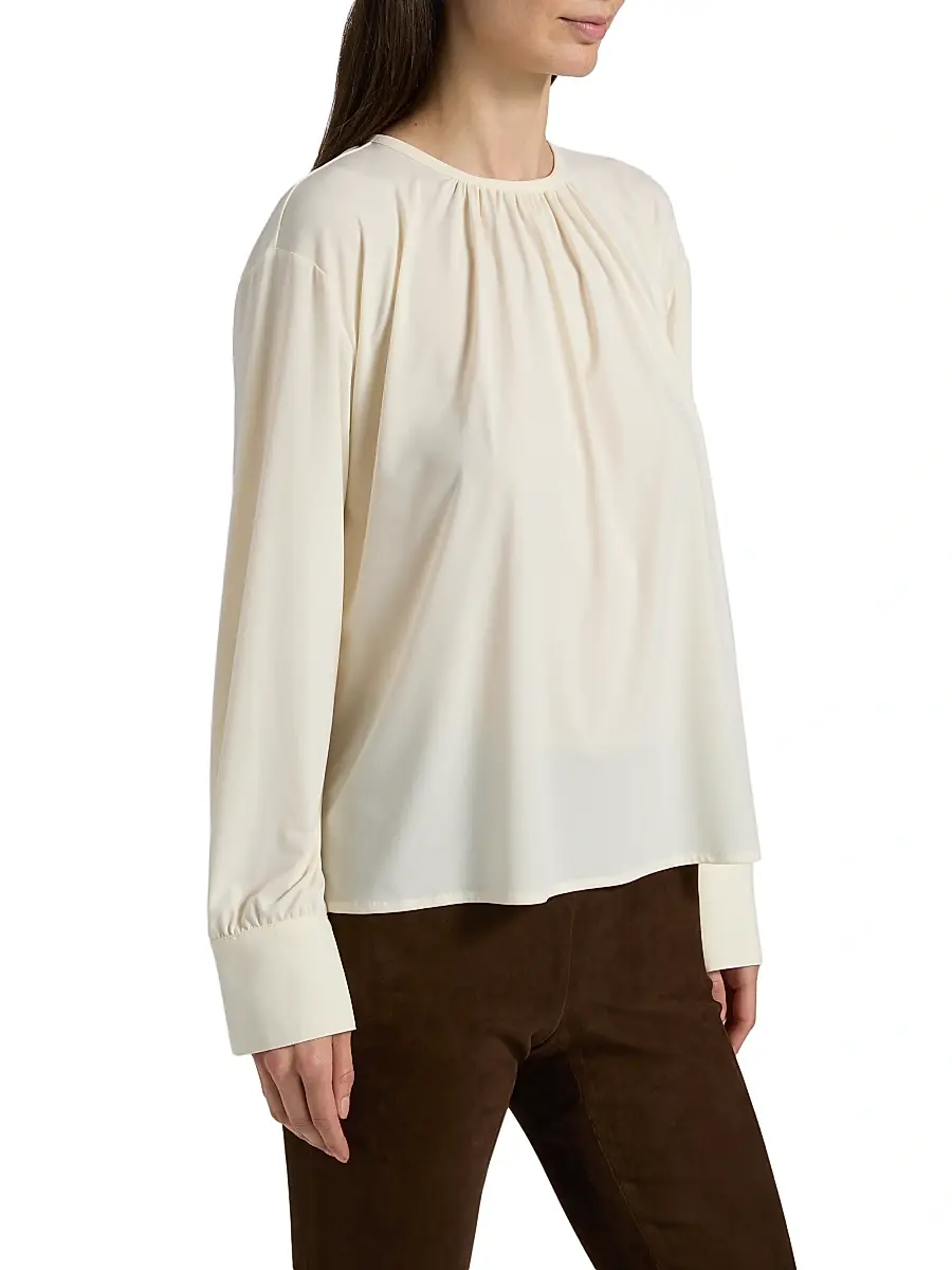 Vince Women's Gathered Crewneck Blouse | Thumbnail 4 Vince Women's Gathered Crewneck Blouse | Thumbnail 4