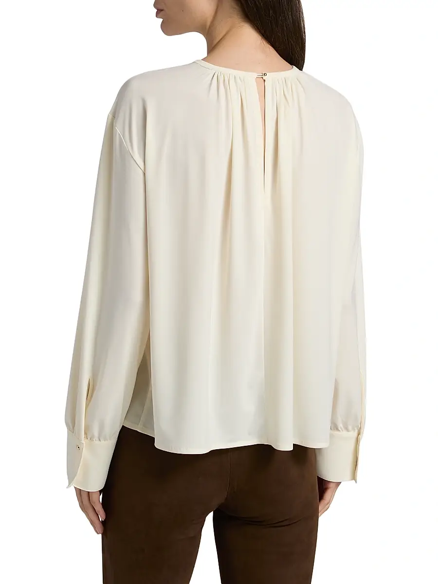 Vince Women's Gathered Crewneck Blouse | Thumbnail 5 Vince Women's Gathered Crewneck Blouse | Thumbnail 5
