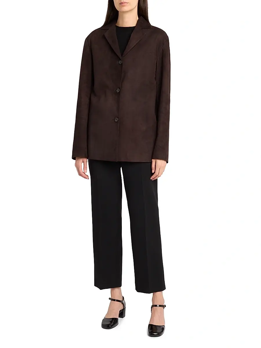 The Row Women's Fabian Suede Shirt Jacket - Dark Brown | Thumbnail 2 The Row Women's Fabian Suede Shirt Jacket - Dark Brown | Thumbnail 2