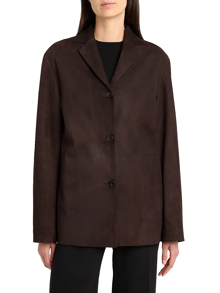 The Row Women's Fabian Suede Shirt Jacket - Dark Brown | Thumbnail 3 The Row Women's Fabian Suede Shirt Jacket - Dark Brown | Thumbnail 3