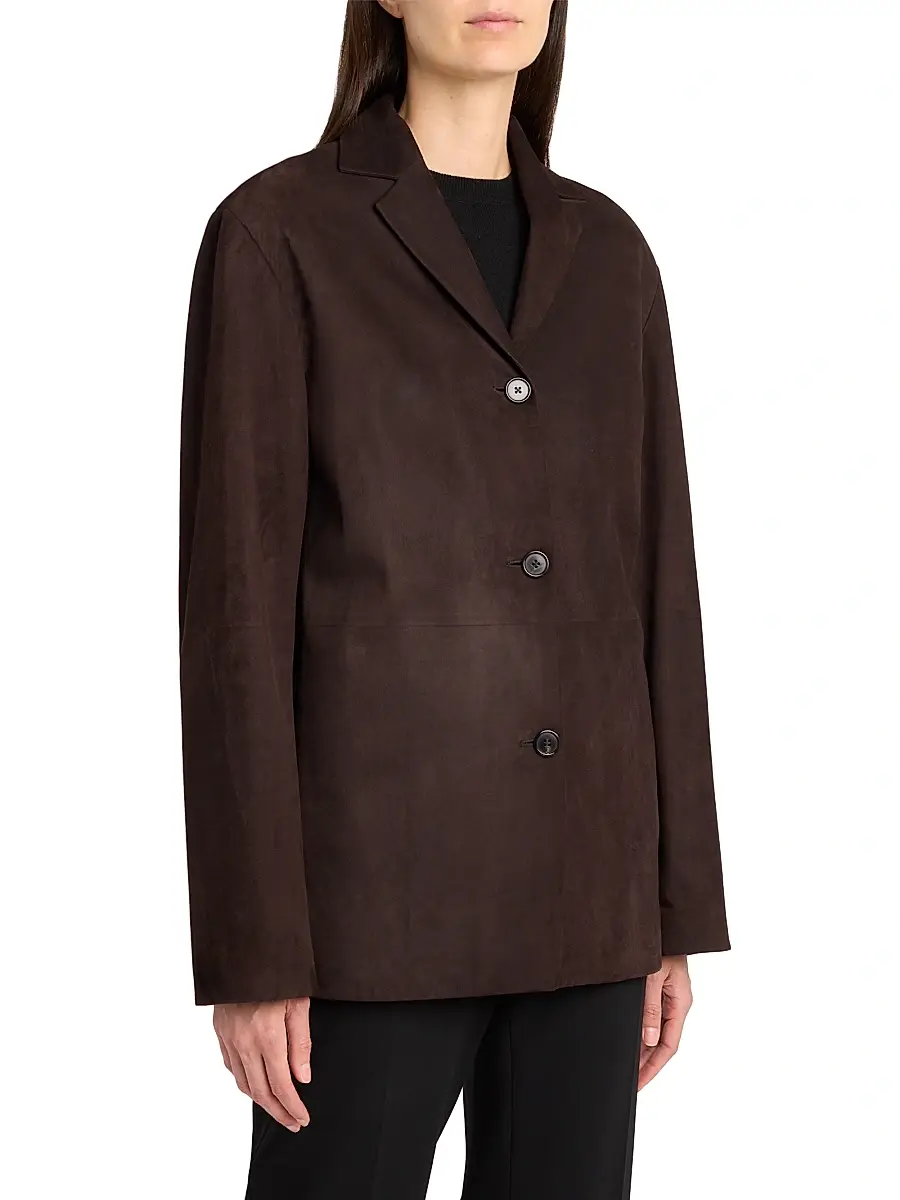 The Row Women's Fabian Suede Shirt Jacket - Dark Brown | Thumbnail 4 The Row Women's Fabian Suede Shirt Jacket - Dark Brown | Thumbnail 4