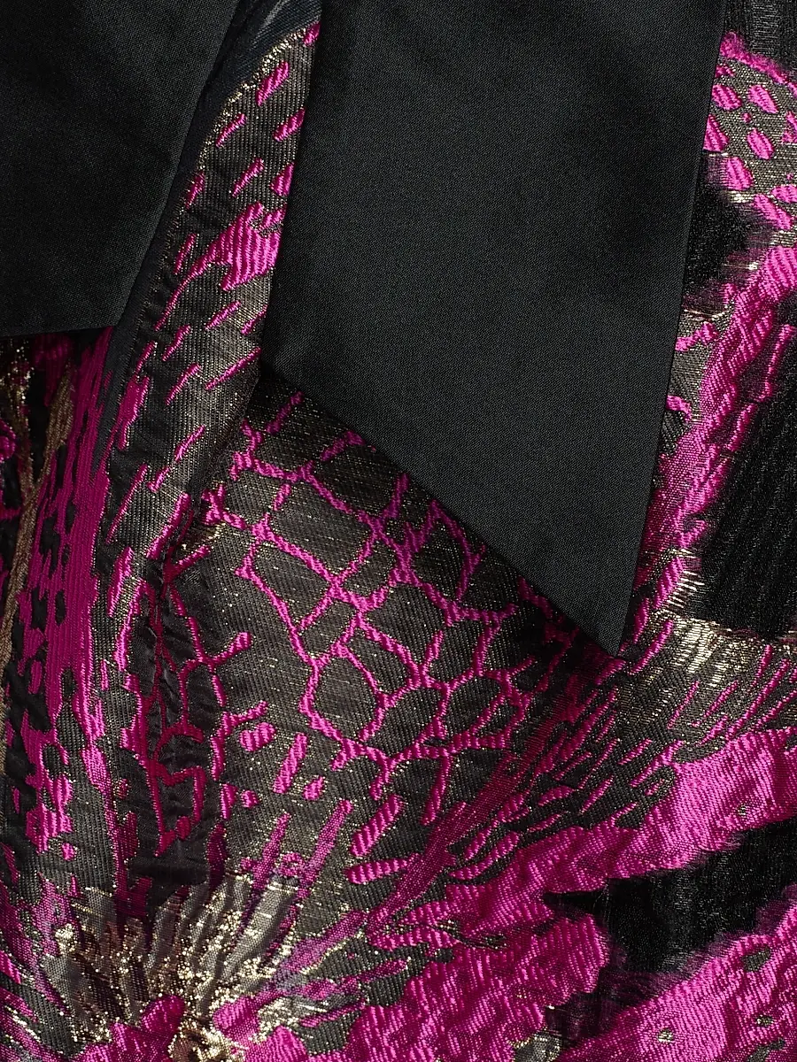 Teri Jon by Rickie Freeman Women's Metallic Floral Jacquard Gown - Black Magenta | Thumbnail 7 Teri Jon by Rickie Freeman Women's Metallic Floral Jacquard Gown - Black Magenta | Thumbnail 7