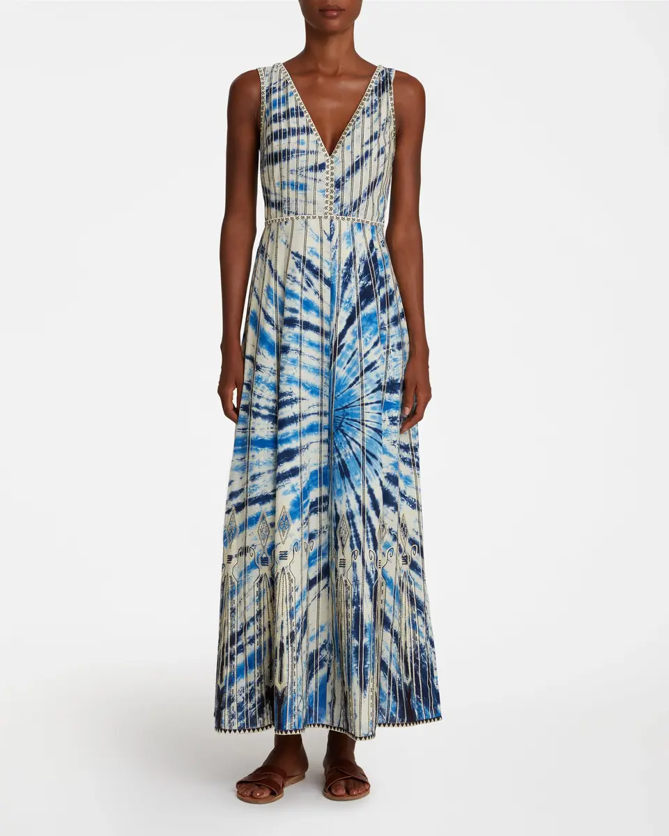 Emporio Sirenuse Nellie Dress With Tie Dye Embroidery | Thumbnail 2 Emporio Sirenuse Nellie Dress With Tie Dye Embroidery | Thumbnail 2
