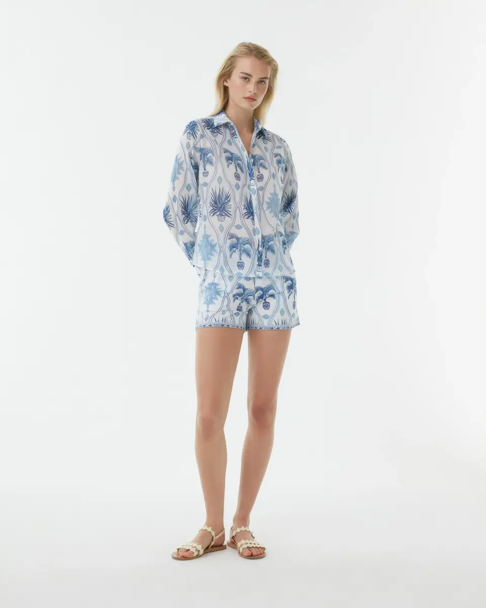 Emporio Sirenuse Odetta Shirt in Garden Mesh Print | Thumbnail 3