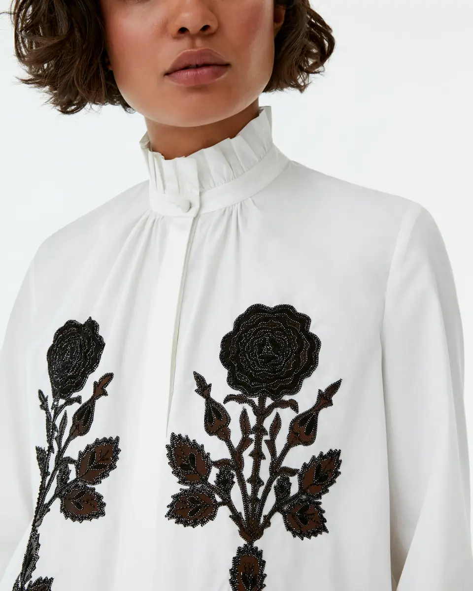 Emporio Sirenuse Olla Shirt with Black Rose Embroidery | Thumbnail 2 Emporio Sirenuse Olla Shirt with Black Rose Embroidery | Thumbnail 2