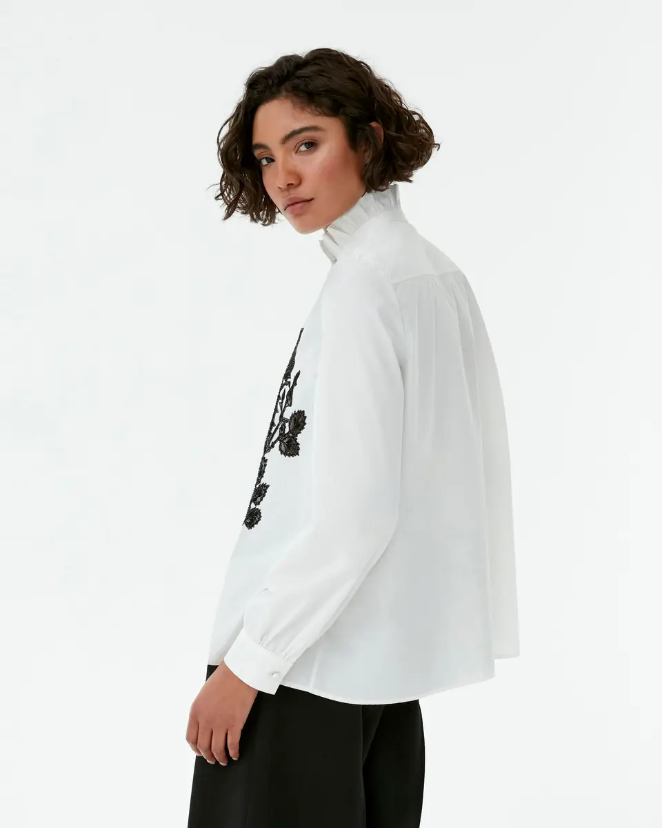 Emporio Sirenuse Olla Shirt with Black Rose Embroidery | Thumbnail 4 Emporio Sirenuse Olla Shirt with Black Rose Embroidery | Thumbnail 4