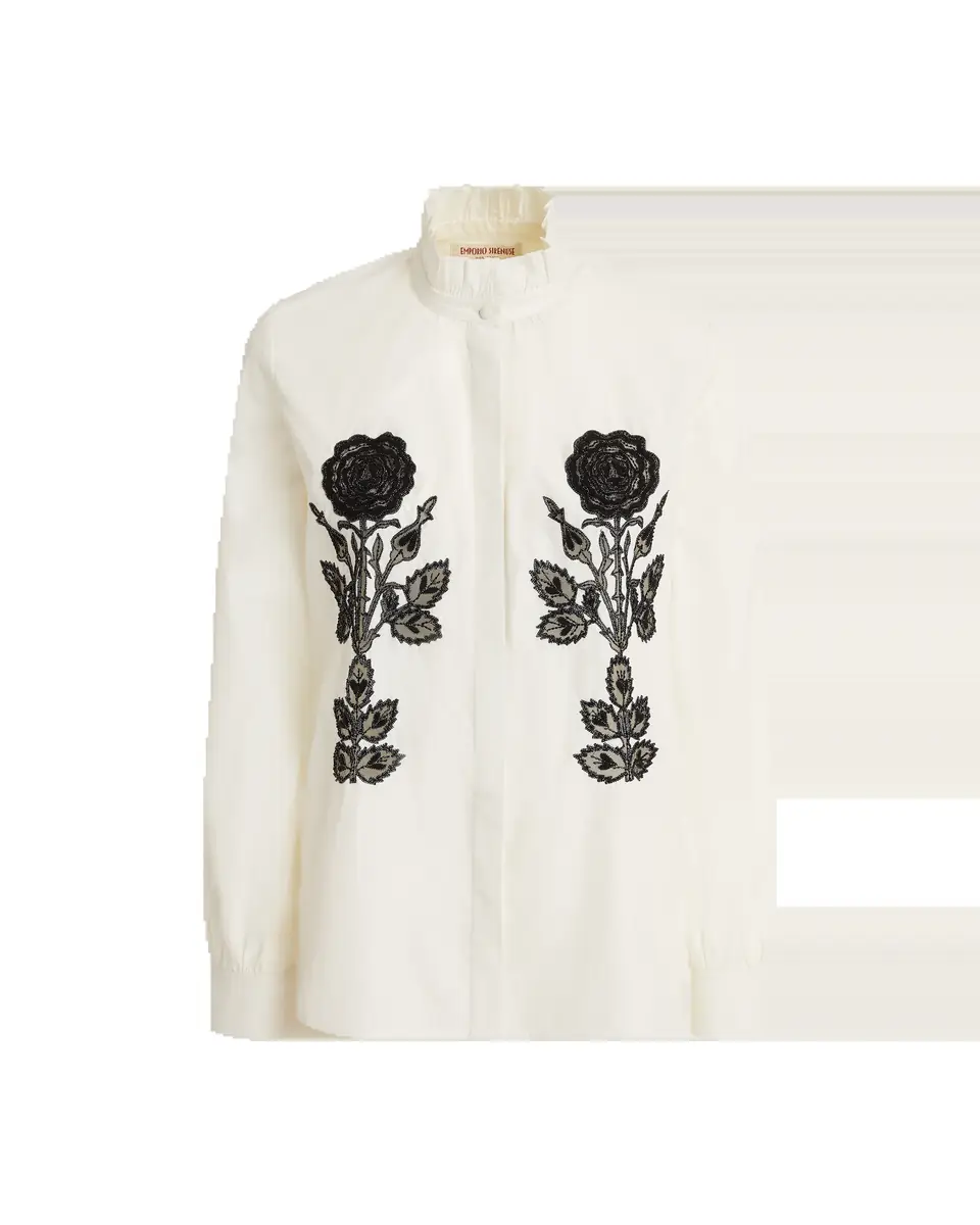Emporio Sirenuse Olla Shirt with Black Rose Embroidery | Thumbnail 7 Emporio Sirenuse Olla Shirt with Black Rose Embroidery | Thumbnail 7