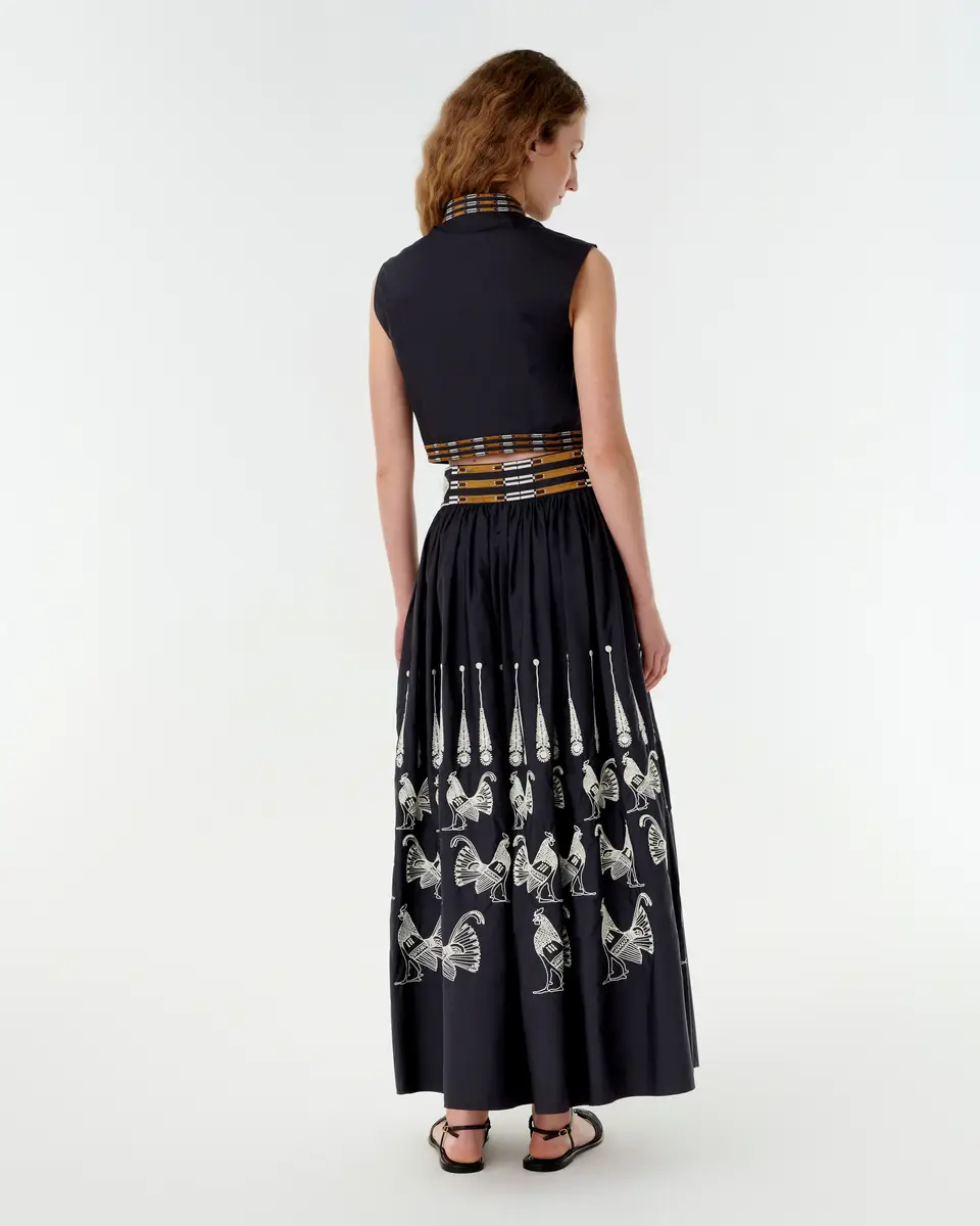 Emporio Sirenuse Ombretta Skirt with Greek Rooster Embroidery | Thumbnail 4 Emporio Sirenuse Ombretta Skirt with Greek Rooster Embroidery | Thumbnail 4