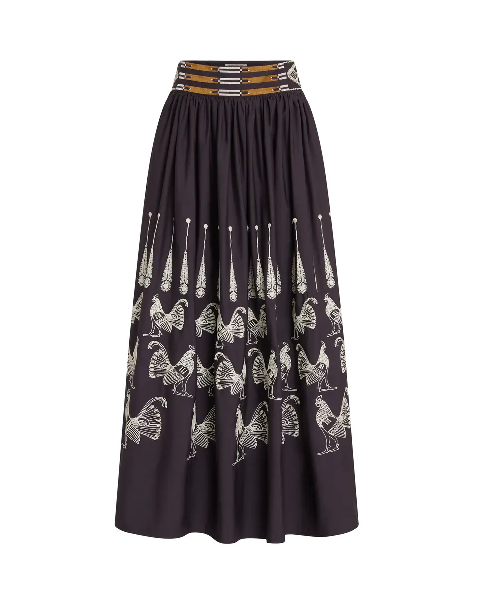 Emporio Sirenuse Ombretta Skirt with Greek Rooster Embroidery | Thumbnail 5 Emporio Sirenuse Ombretta Skirt with Greek Rooster Embroidery | Thumbnail 5