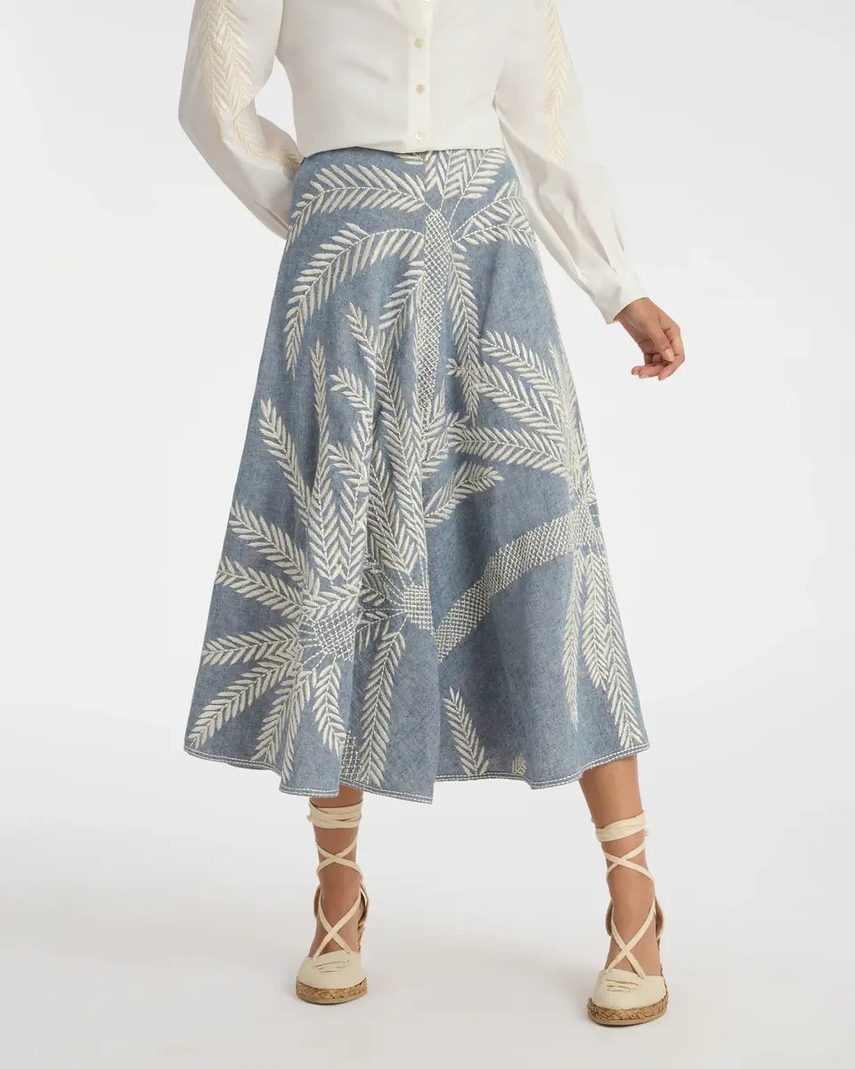 Emporio Sirenuse Tasha Skirt with Palm Embroidery | Thumbnail 9 Emporio Sirenuse Tasha Skirt with Palm Embroidery | Thumbnail 9