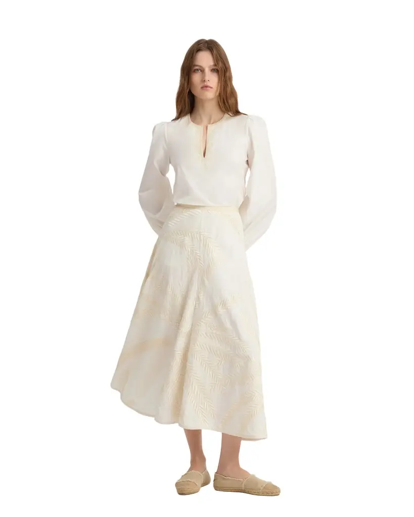 Emporio Sirenuse Tasha Skirt with Palm Embroidery