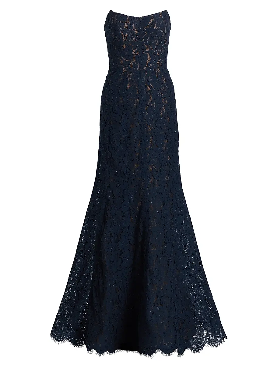 Rene Ruiz Collection Women's Strapless Lace Mermaid Gown - Navy - Size 16 | Image 1 Rene Ruiz Collection Women's Strapless Lace Mermaid Gown - Navy - Size 16 | Image 1