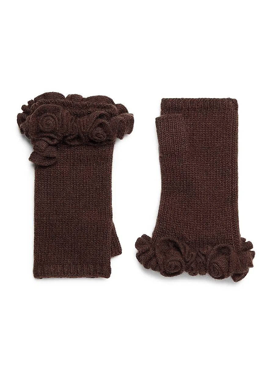 Carolyn Rowan Collection Women's Ruffled Cashmere Fingerless Gloves