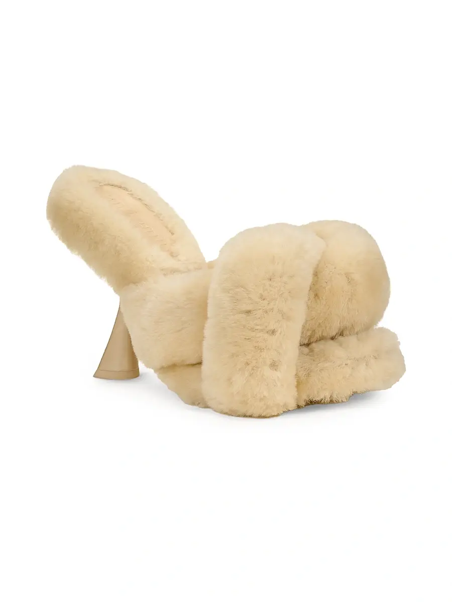 Cult Gaia Women's Zabelle 100MM Shearling Sandals | Thumbnail 2