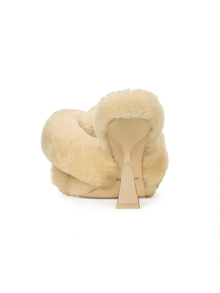 Cult Gaia Women's Zabelle 100MM Shearling Sandals | Thumbnail 3