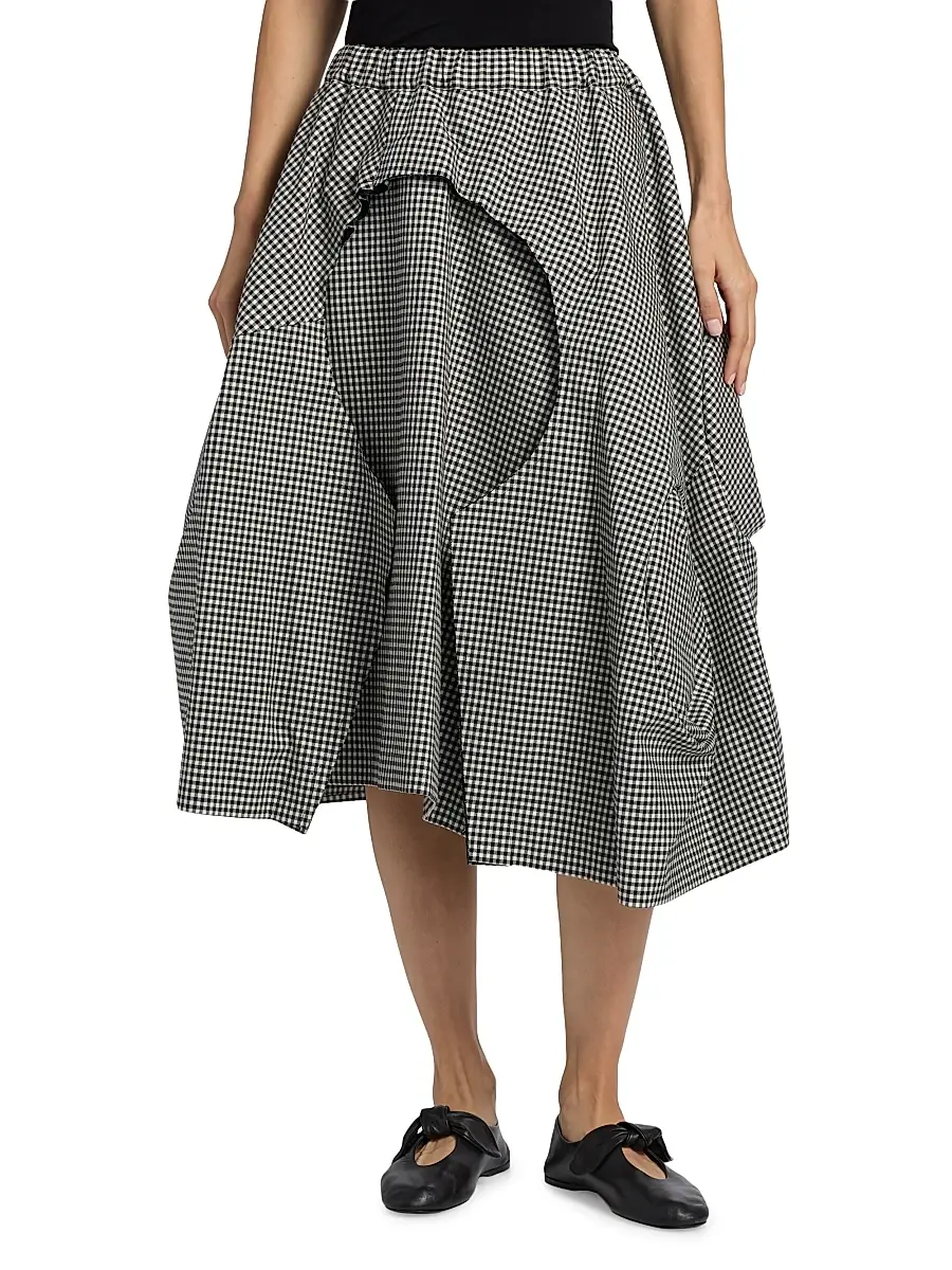 Comme des Garçons Women's Gingham Wool Midi-Skirt - Black Ecru | Thumbnail 3 Comme des Garçons Women's Gingham Wool Midi-Skirt - Black Ecru | Thumbnail 3
