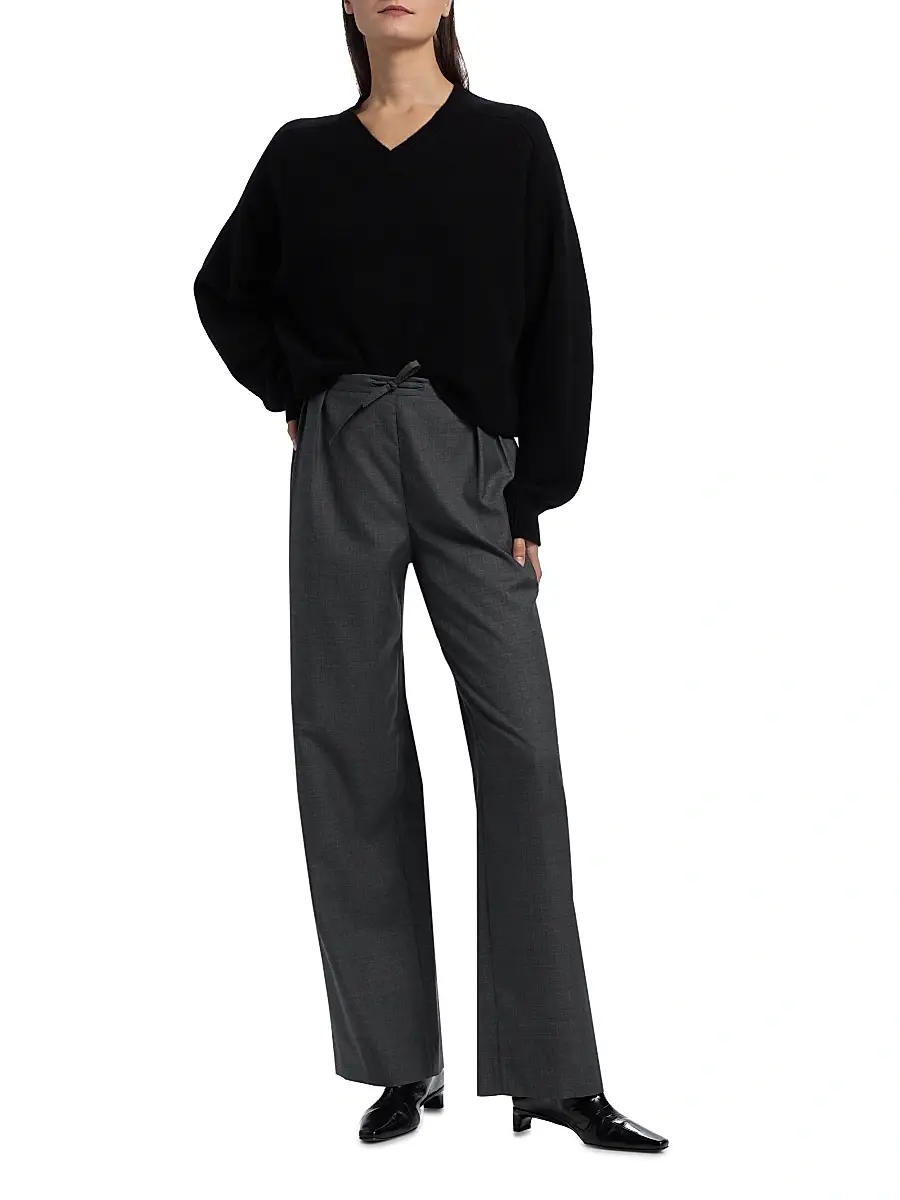 Loulou de Saison Women's Anzor Cashmere V-Neck Boxy Sweater | Thumbnail 2 Loulou de Saison Women's Anzor Cashmere V-Neck Boxy Sweater | Thumbnail 2