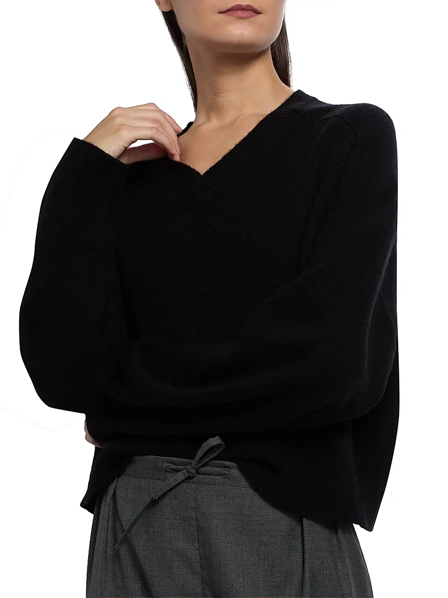 Loulou de Saison Women's Anzor Cashmere V-Neck Boxy Sweater | Thumbnail 6 Loulou de Saison Women's Anzor Cashmere V-Neck Boxy Sweater | Thumbnail 6
