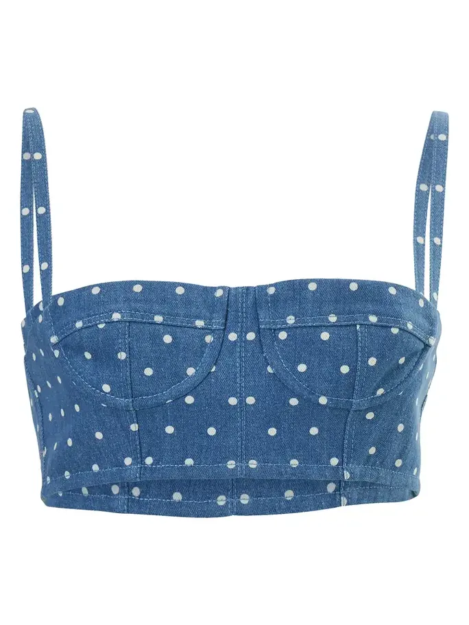 Carolina Herrera Denim Bustier Crop Top