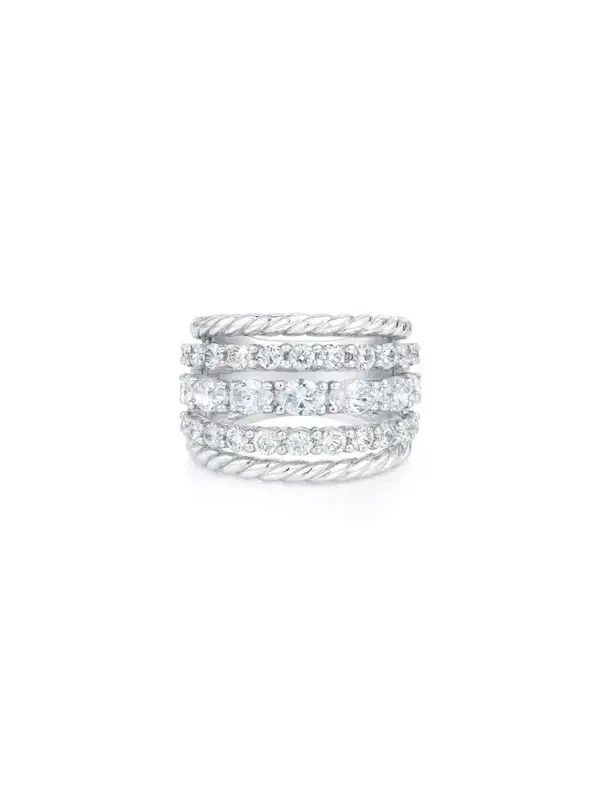 2.45ct Diamond 18K Gold Five Row Ring