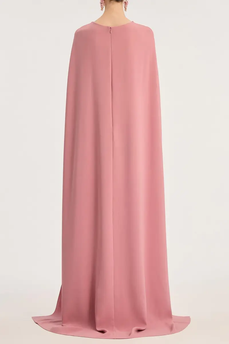 Oscar de la Renta Draped Sleeve Brooch Caftan Gown | Thumbnail 5