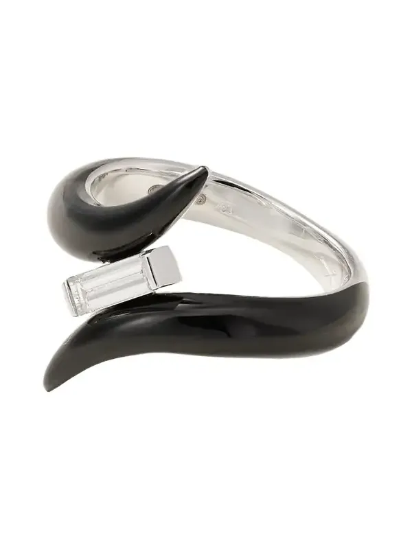 Oui 18-karat White Gold, Diamond And Enamel Ring - Black