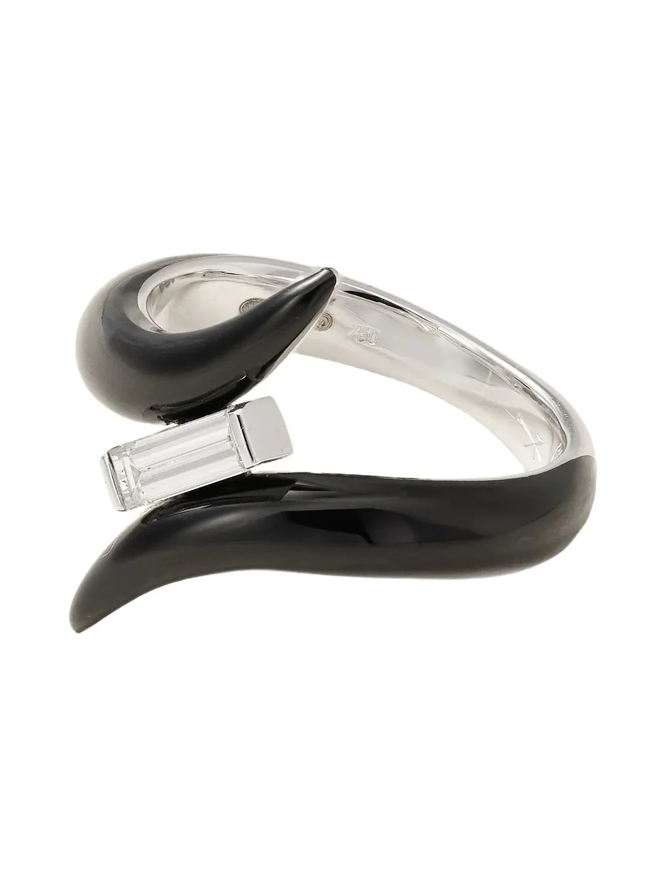 Oui 18-karat White Gold, Diamond And Enamel Ring - Black Oui 18-karat White Gold, Diamond And Enamel Ring - Black