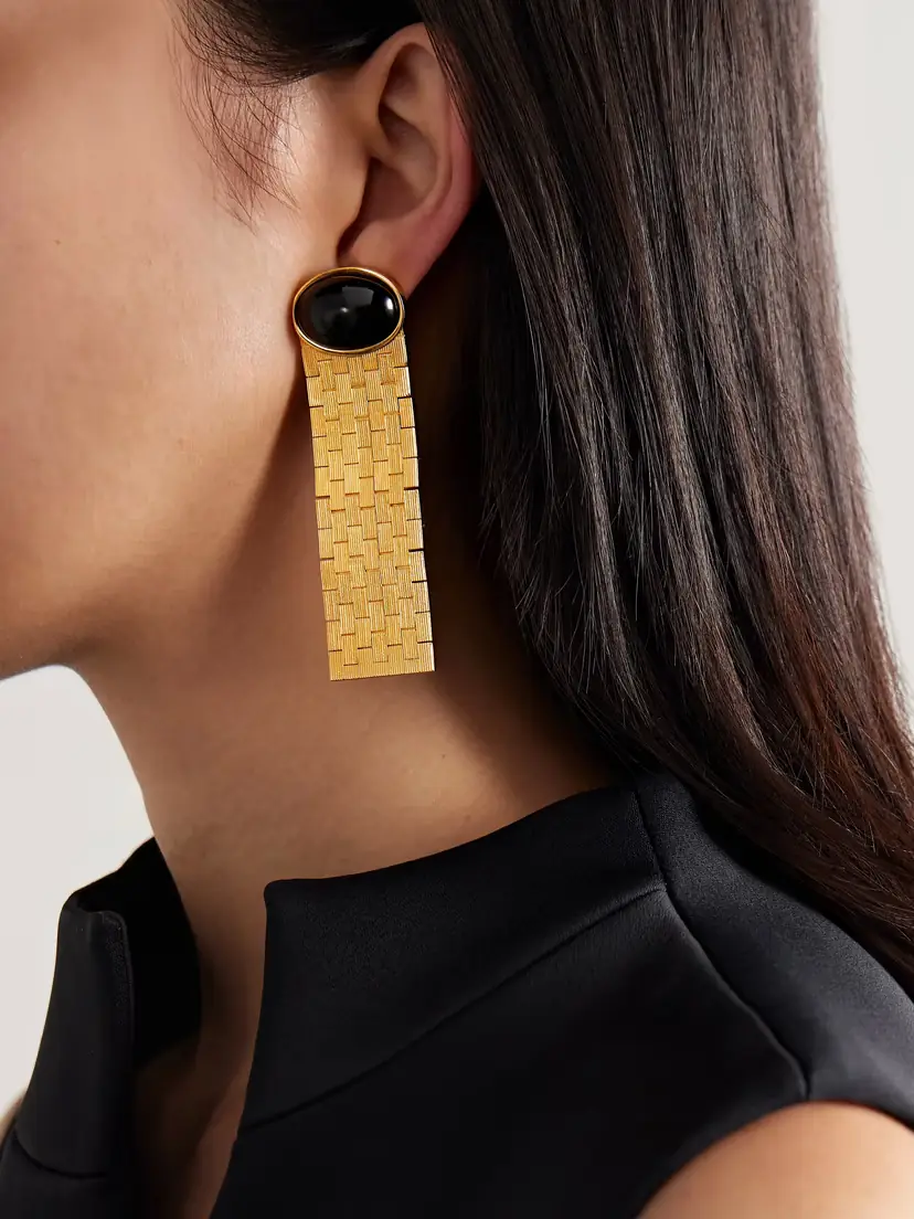 Khaite Chronos Gold-plated Agate Earrings | Thumbnail 2