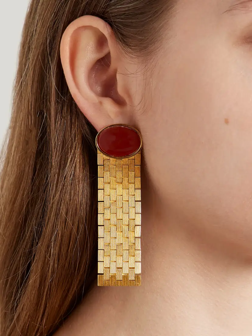 Khaite Chronos Gold-plated Agate Earrings | Thumbnail 2