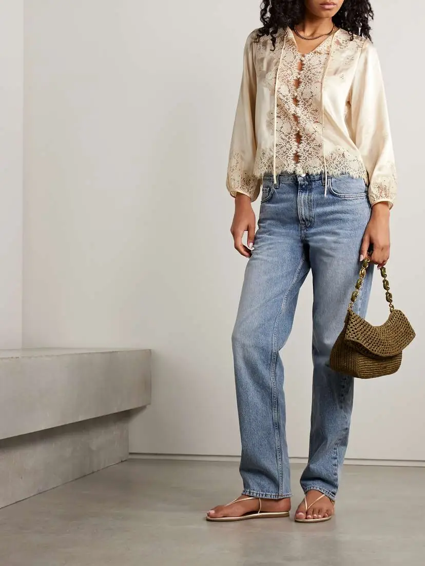 DÔEN Lucine Lace-trimmed Silk-satin Blouse | Thumbnail 2 DÔEN Lucine Lace-trimmed Silk-satin Blouse | Thumbnail 2
