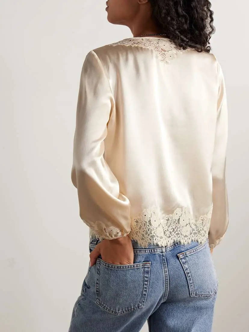 DÔEN Lucine Lace-trimmed Silk-satin Blouse | Thumbnail 3 DÔEN Lucine Lace-trimmed Silk-satin Blouse | Thumbnail 3