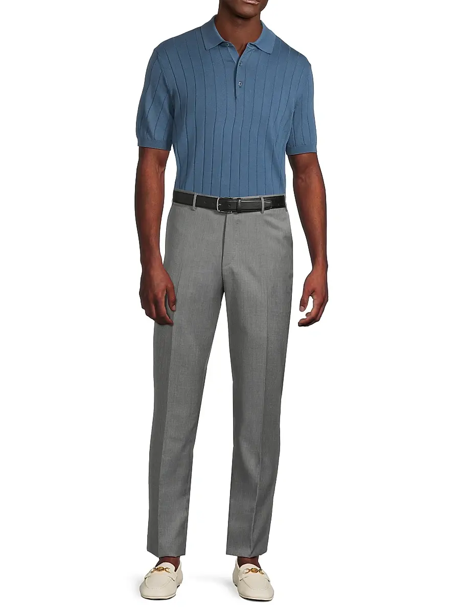 Corneliani Men's Wool & Silk Slim-Fit Trousers - Grey | Thumbnail 2 Corneliani Men's Wool & Silk Slim-Fit Trousers - Grey | Thumbnail 2