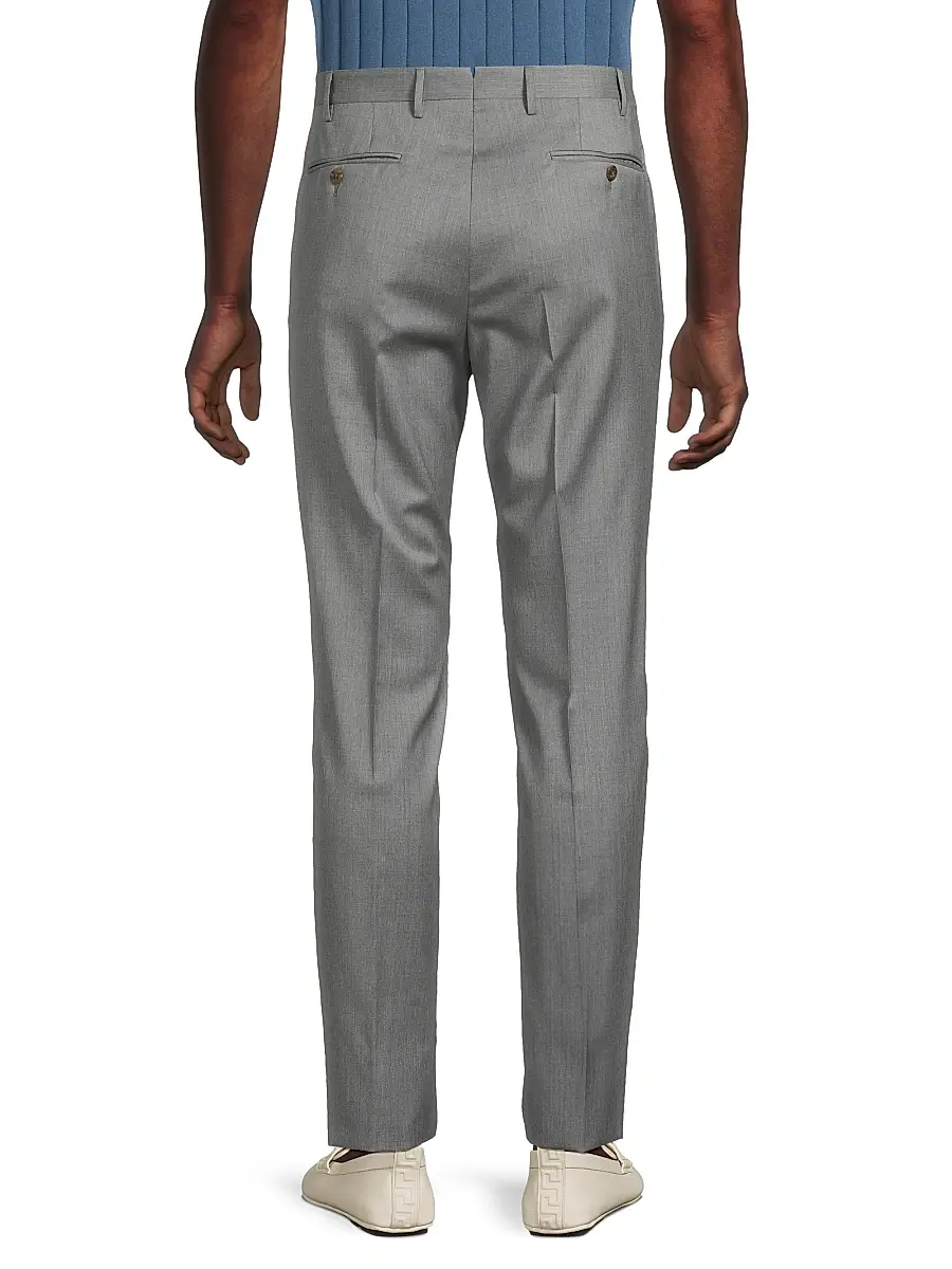 Corneliani Men's Wool & Silk Slim-Fit Trousers - Grey | Thumbnail 5 Corneliani Men's Wool & Silk Slim-Fit Trousers - Grey | Thumbnail 5