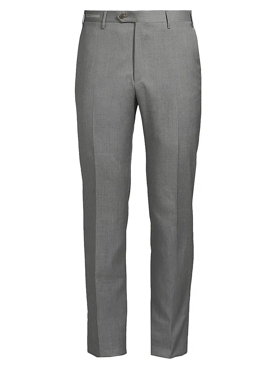 Corneliani Men's Wool & Silk Slim-Fit Trousers - Grey | Image 1 Corneliani Men's Wool & Silk Slim-Fit Trousers - Grey | Image 1