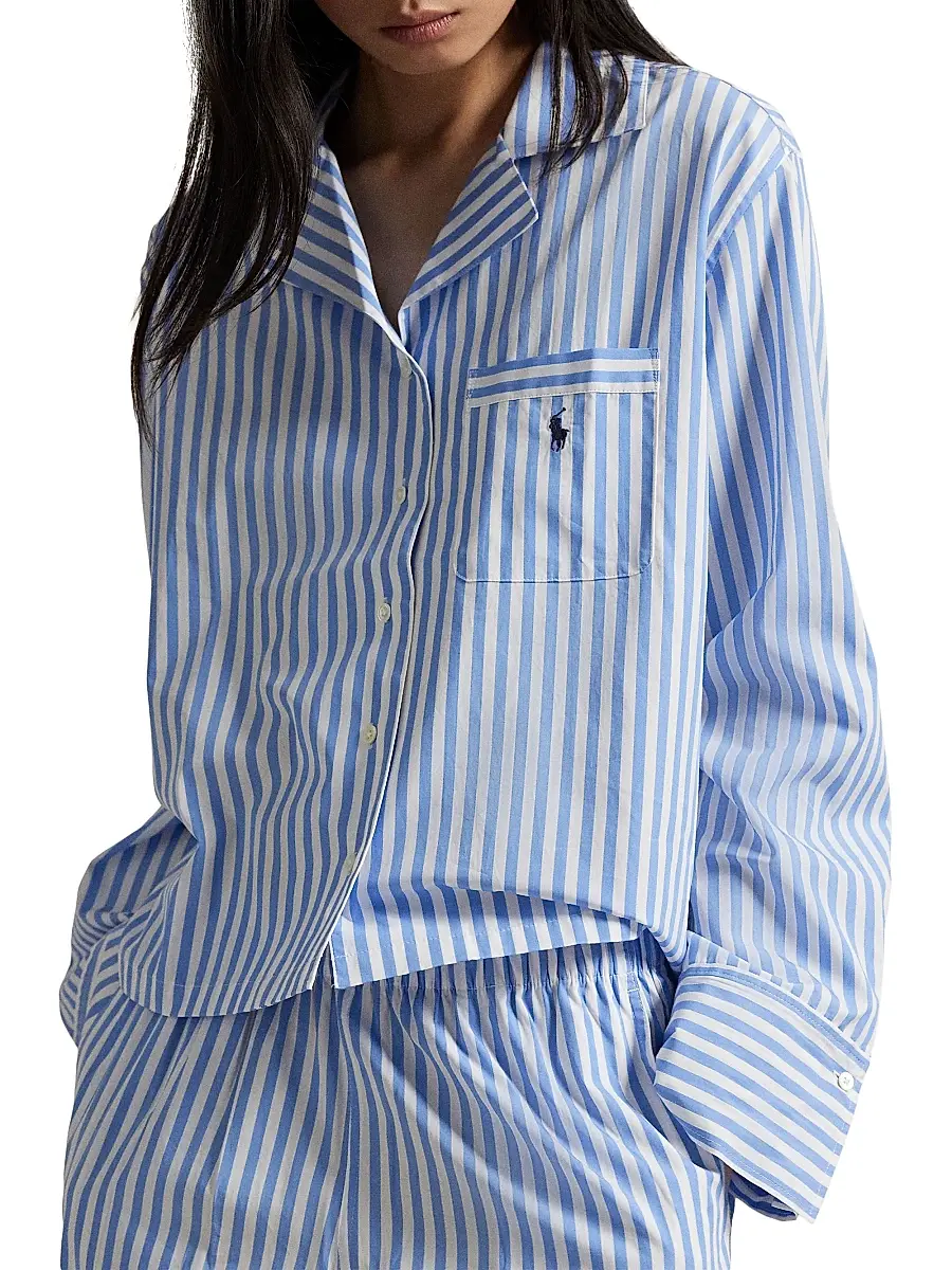 Polo Ralph Lauren Women's Shirting Stripes Relaxed-Fit Pajamas | Thumbnail 3 Polo Ralph Lauren Women's Shirting Stripes Relaxed-Fit Pajamas | Thumbnail 3