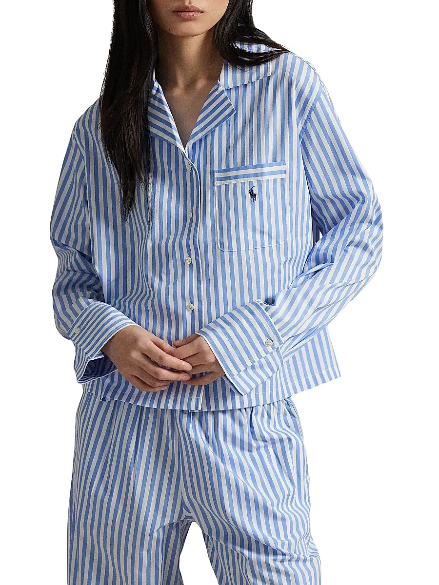 Polo Ralph Lauren Women's Shirting Stripes Relaxed-Fit Pajamas
