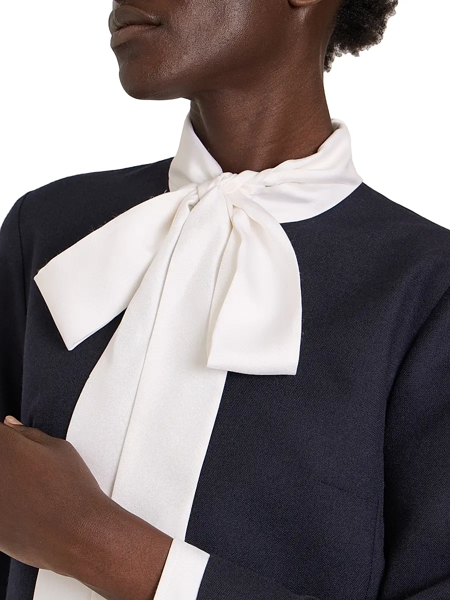 Thom Browne Women's Tieneck Virgin Wool-Silk Shift Minidress | Thumbnail 6 Thom Browne Women's Tieneck Virgin Wool-Silk Shift Minidress | Thumbnail 6