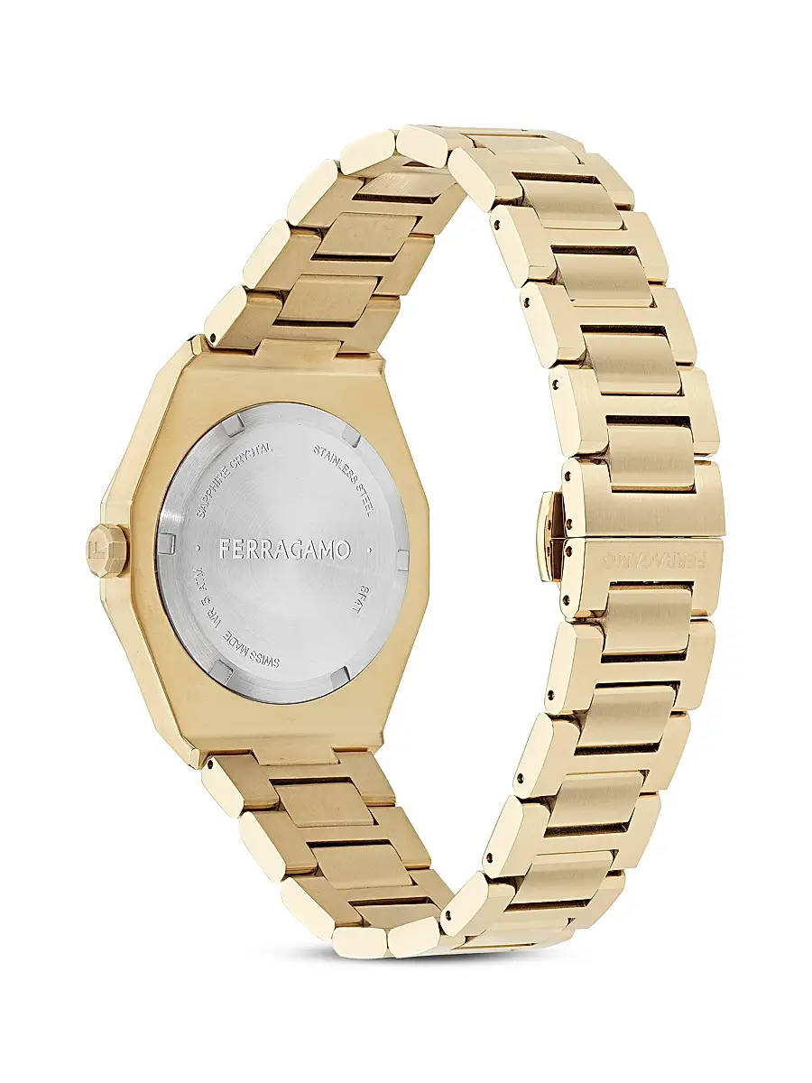 FERRAGAMO Men's Versilia Goldtone Ion-Plated Stainless Steel Bracelet Watch/40MM - Gold | Thumbnail 4 FERRAGAMO Men's Versilia Goldtone Ion-Plated Stainless Steel Bracelet Watch/40MM - Gold | Thumbnail 4