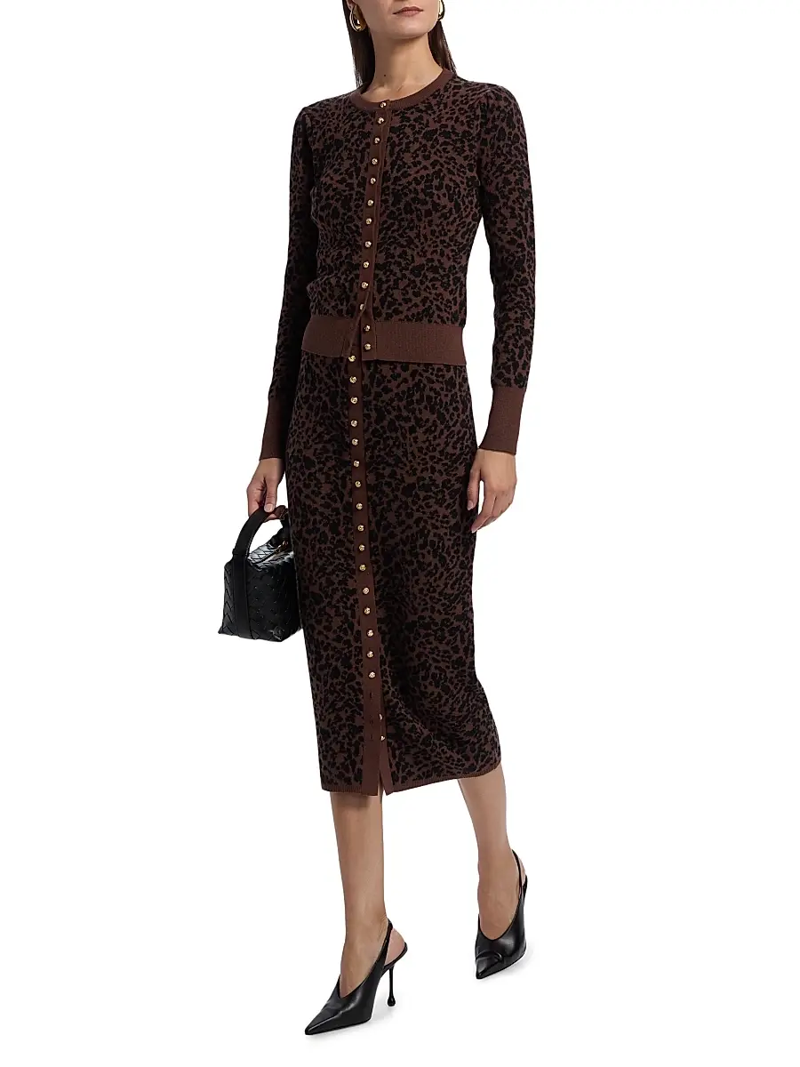 Generation Love Women's Primrose Leopard Jacquard Knit Midi-Skirt | Thumbnail 2 Generation Love Women's Primrose Leopard Jacquard Knit Midi-Skirt | Thumbnail 2