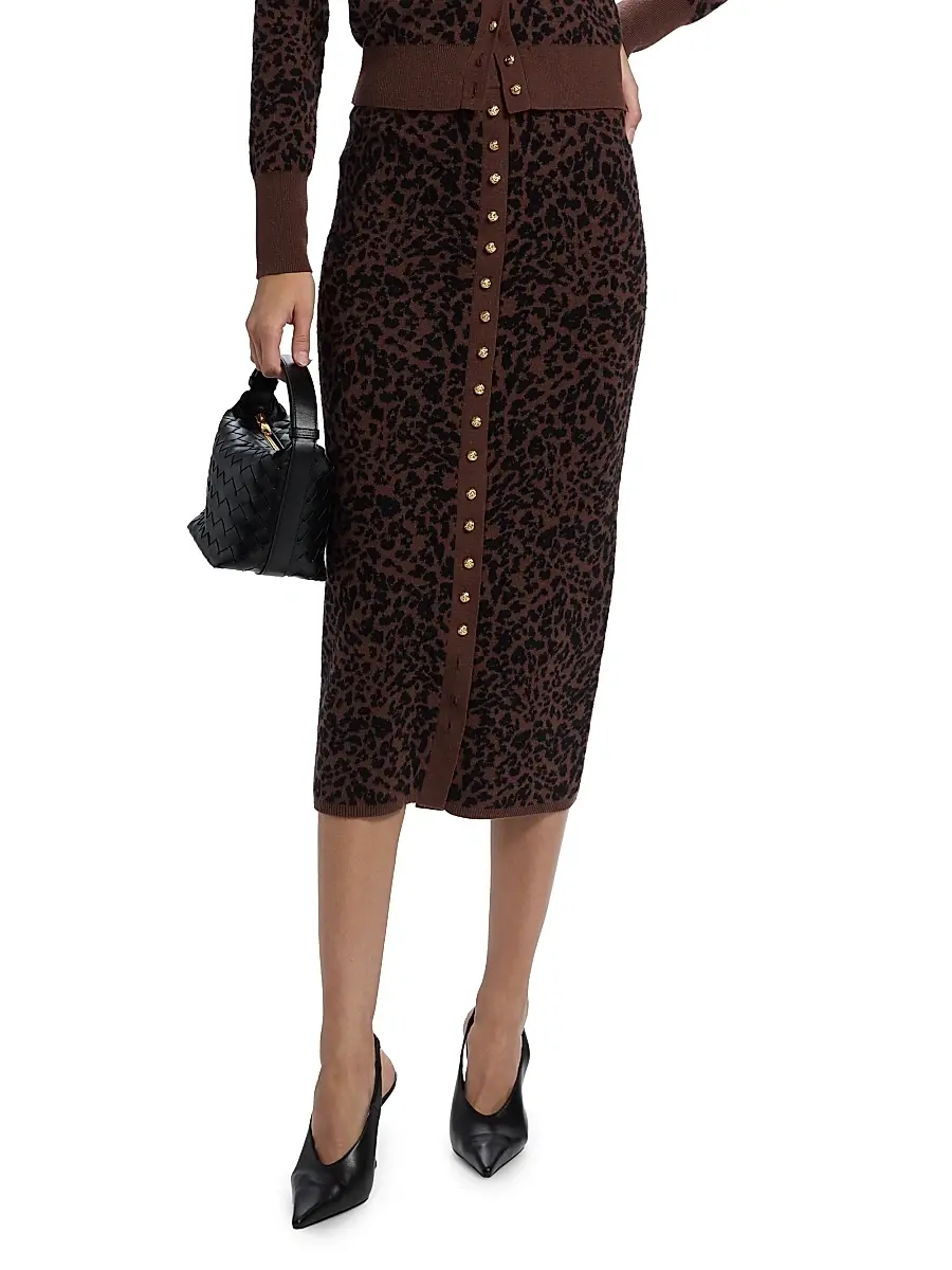 Generation Love Women's Primrose Leopard Jacquard Knit Midi-Skirt | Thumbnail 3 Generation Love Women's Primrose Leopard Jacquard Knit Midi-Skirt | Thumbnail 3