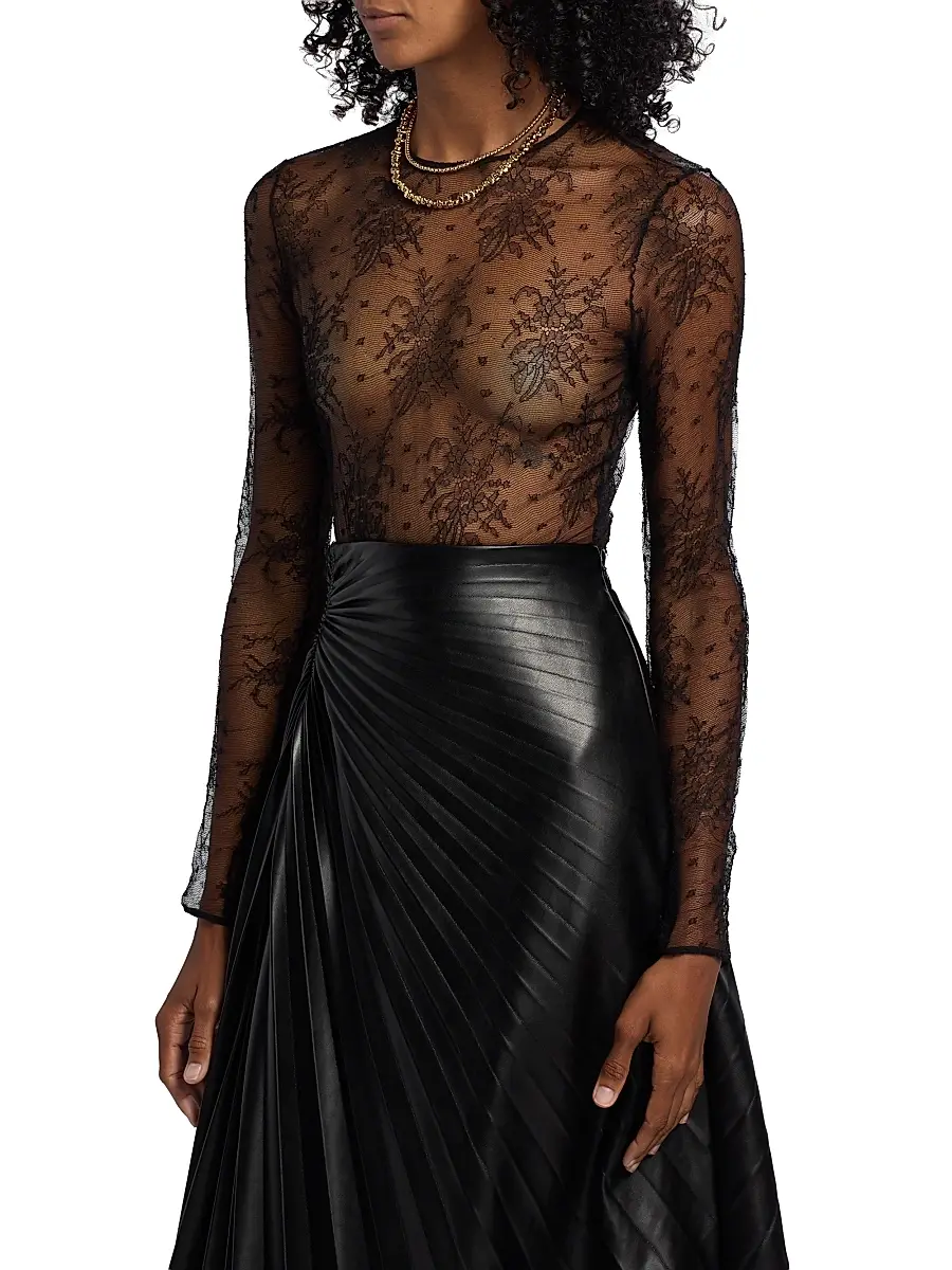 Dolce & Gabbana Women's Sheer Lace Bodysuit - Nero | Thumbnail 4 Dolce & Gabbana Women's Sheer Lace Bodysuit - Nero | Thumbnail 4