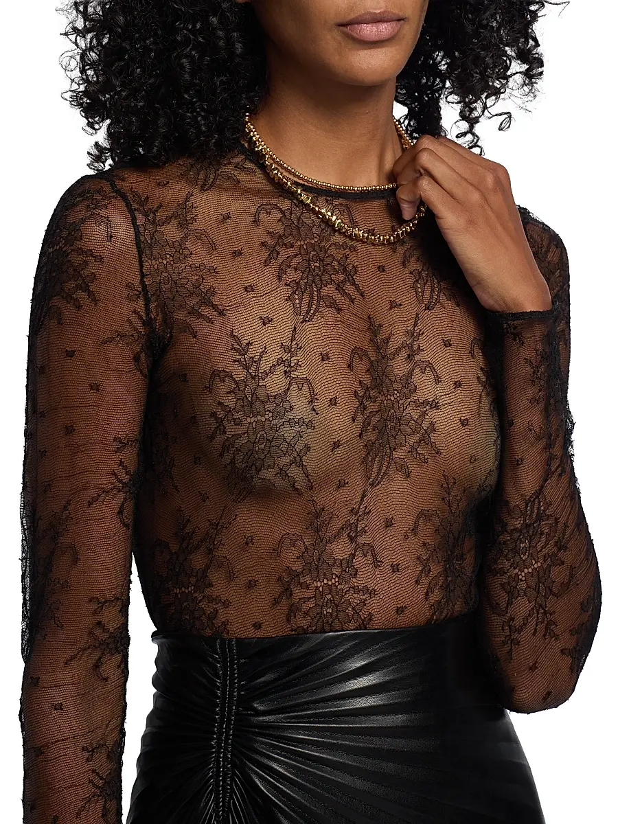 Dolce & Gabbana Women's Sheer Lace Bodysuit - Nero | Thumbnail 7 Dolce & Gabbana Women's Sheer Lace Bodysuit - Nero | Thumbnail 7