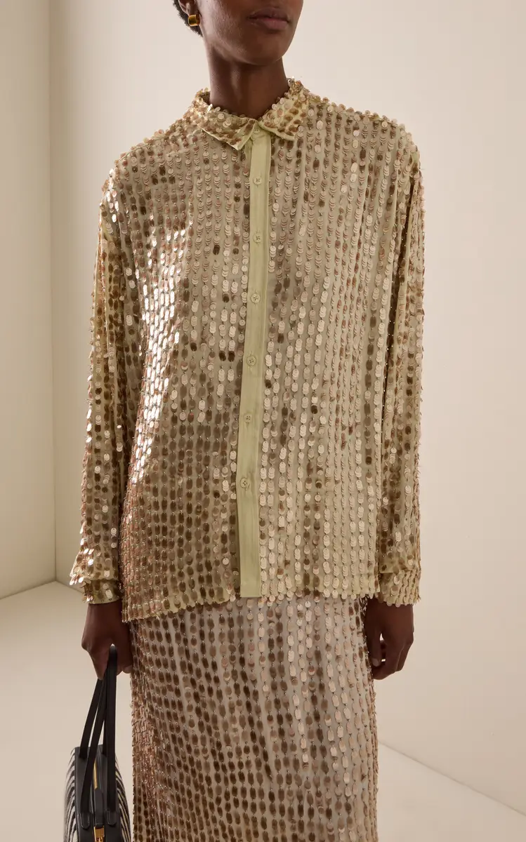 Zankov Gabrielle Embellished Silk-Blend Shirt | Thumbnail 3