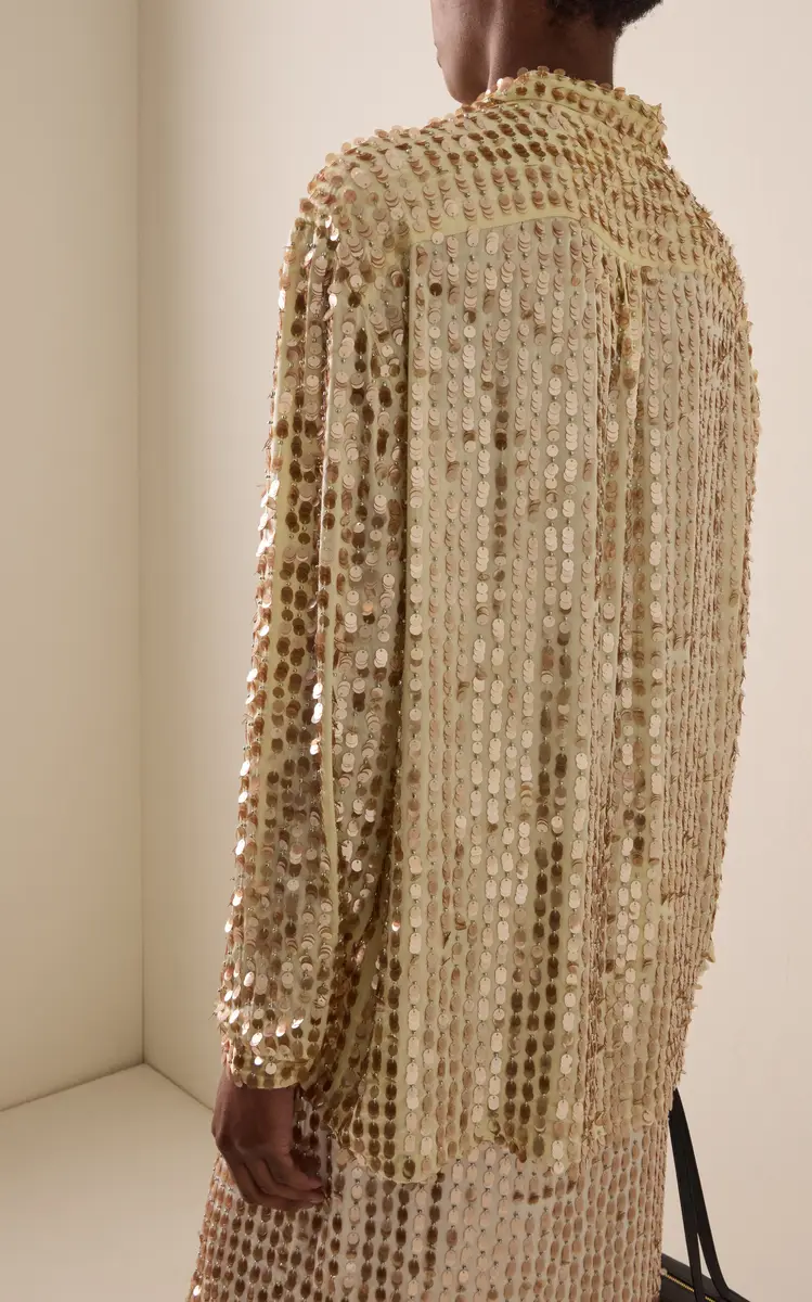Zankov Gabrielle Embellished Silk-Blend Shirt | Thumbnail 5