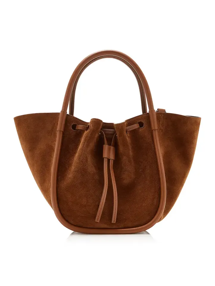 Ruched Small Suede Tote