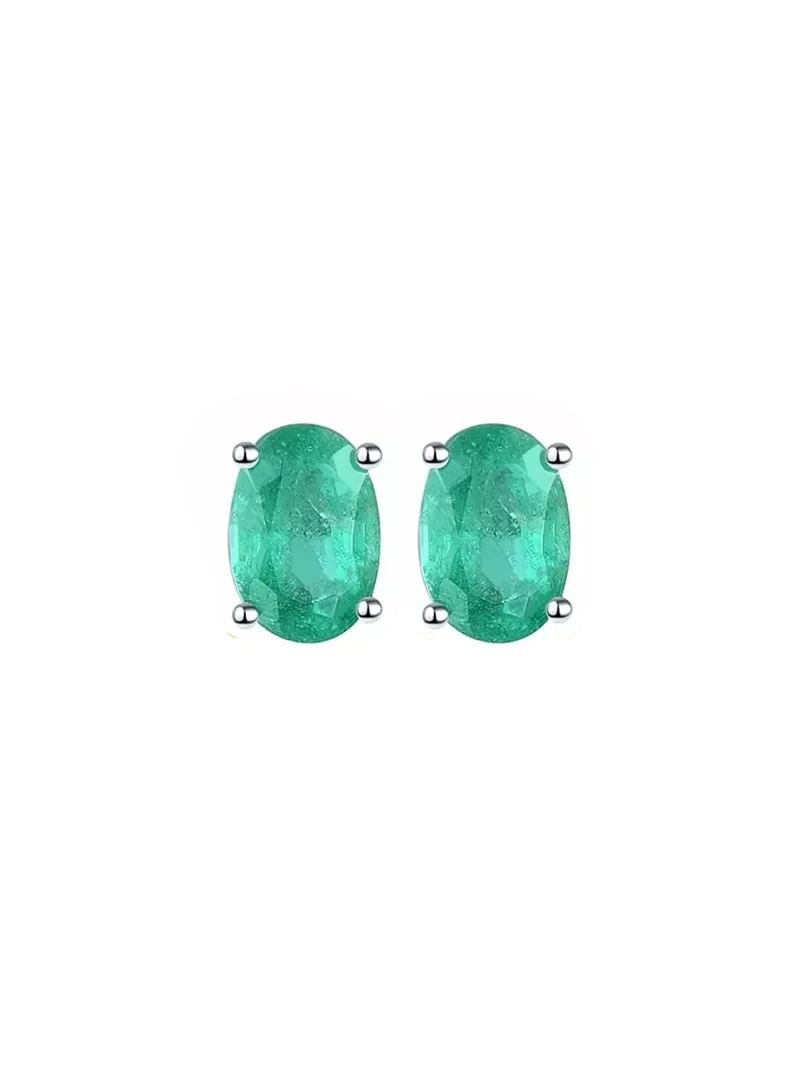 5.80ct Emerald 18K Gold Oval Stud Earrings